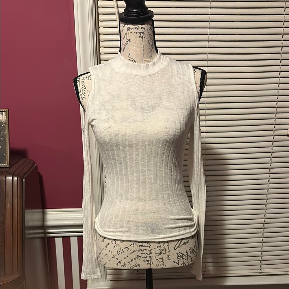 Elegant Cream Long Sleeve Women's Top